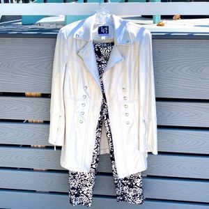 LENA GABRIELLE Silver/Black Holiday Leggings w/ jacket (“leather” look).